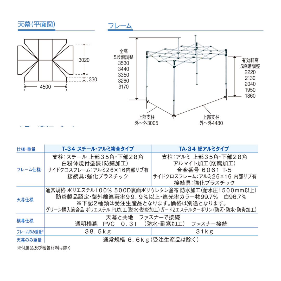 ミスタークイック T-34 3.0mx4.5m スチール・アルミ複合タイプ