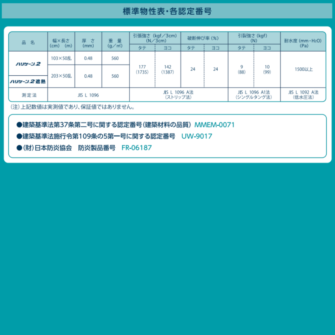 ハリケーン2 t0.48mm×103cm幅 帝人フロンティア