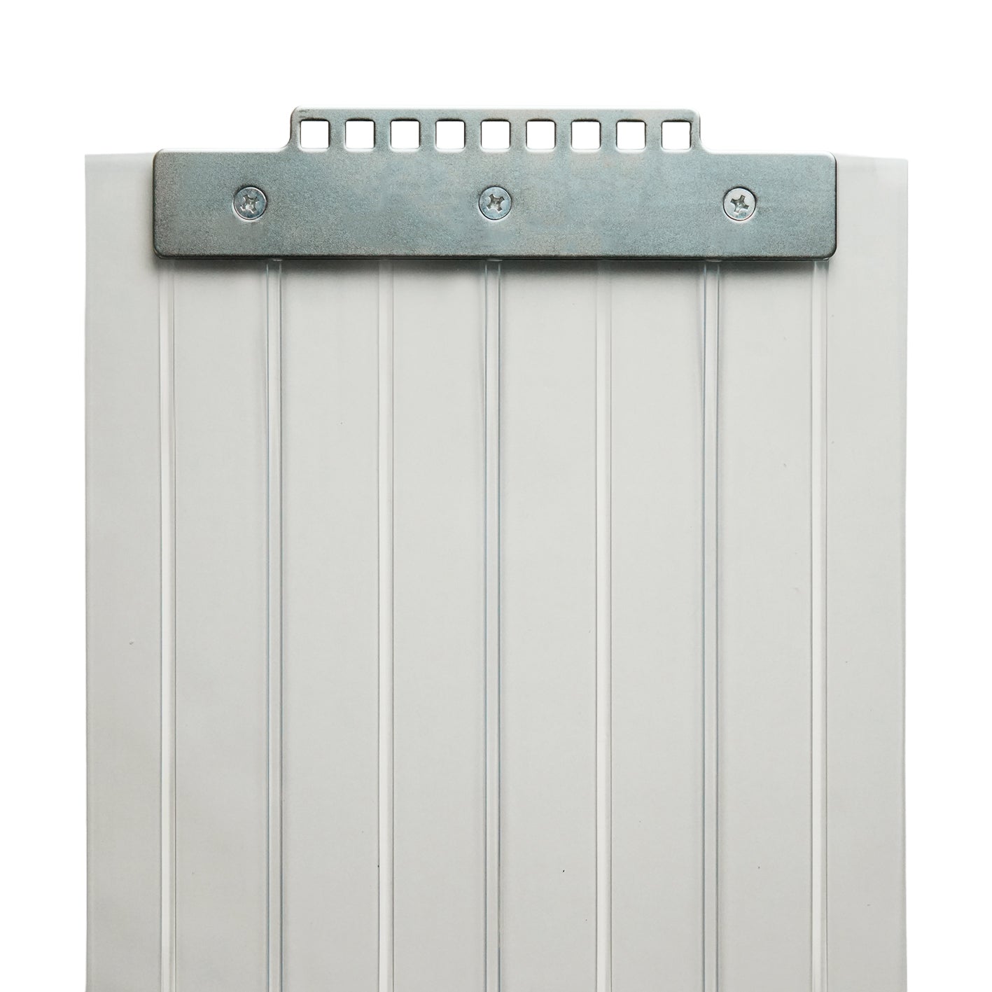 【コレクション無し】のれんビニール リブ付静電透明 t2ｍｍ 300mm幅 mカット Aタイプ固定式ハンガー付き