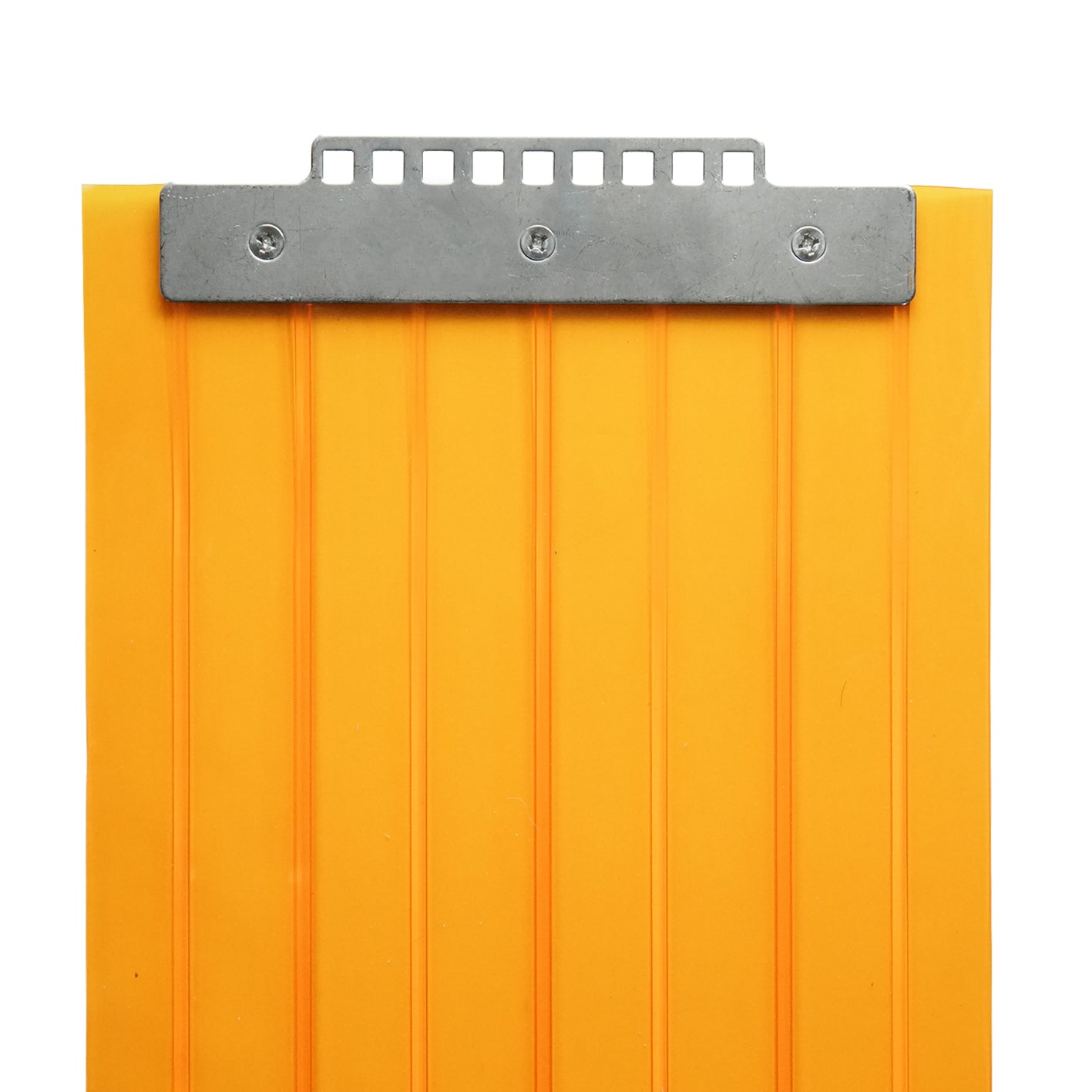 【コレクション無し】のれんビニール リブ付静電防虫オレンジ t2ｍｍ 300mm幅 mカット Aタイプ固定式ハンガー付き