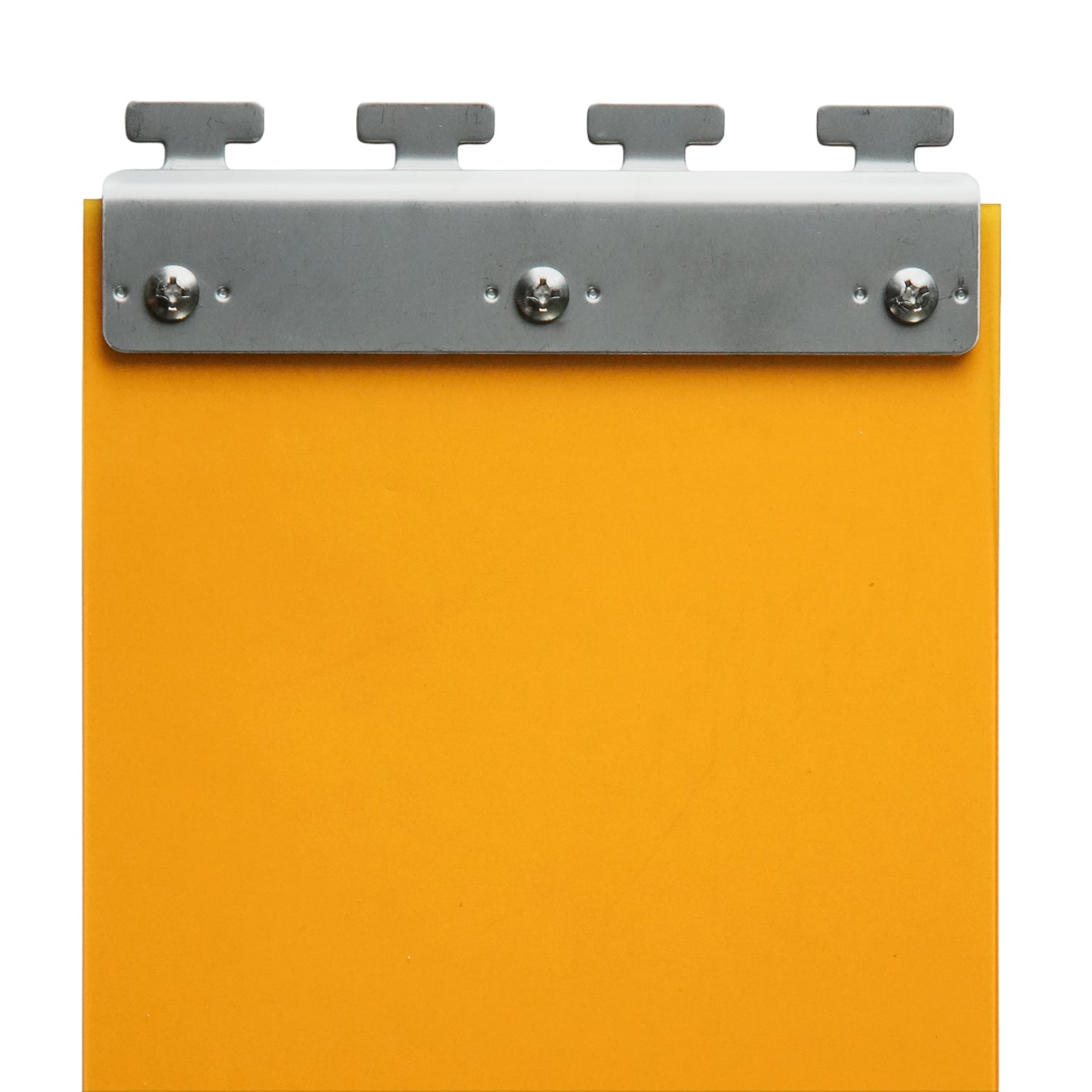 【コレクション無し】のれんビニール フラット防炎静電防虫オレンジ t2ｍｍ 200mm幅 mカット Bタイプ固定式ハンガー付き