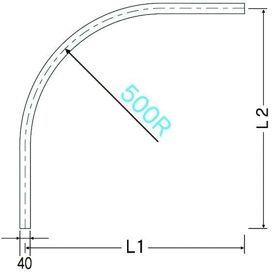 岡田装飾金物 D４０スチールカーブレール 800×800×500R