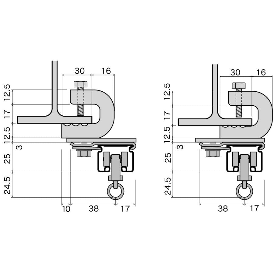 岡田装飾金物 D３０ステンクリップ付天井ブラケットAタイプ １３Ｙ１７